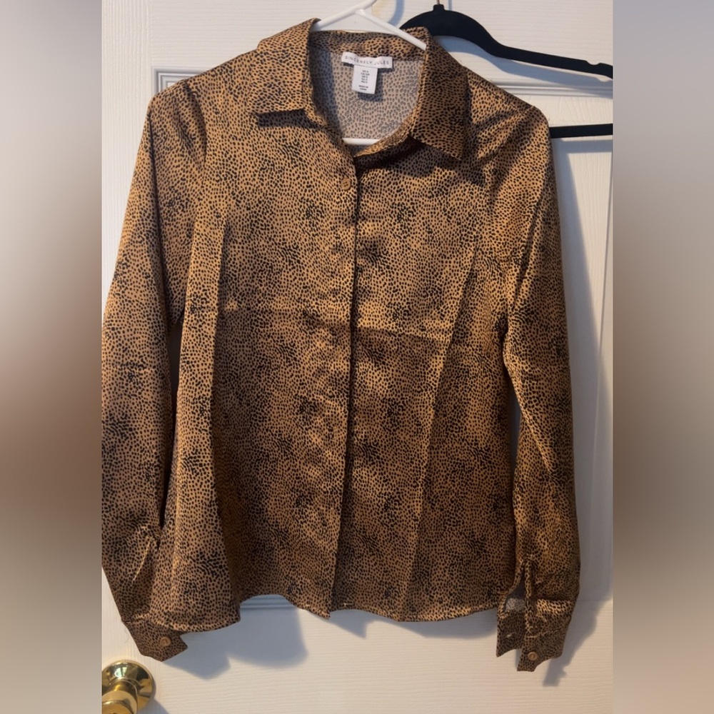 Sincerely Jules Brown Button Down Shirt with Notched Collar